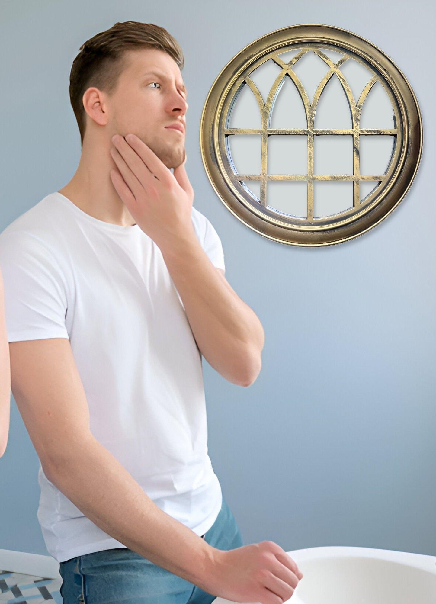 Espejo Decorativo Dorado Circular Ventana Elegante Jhn-2