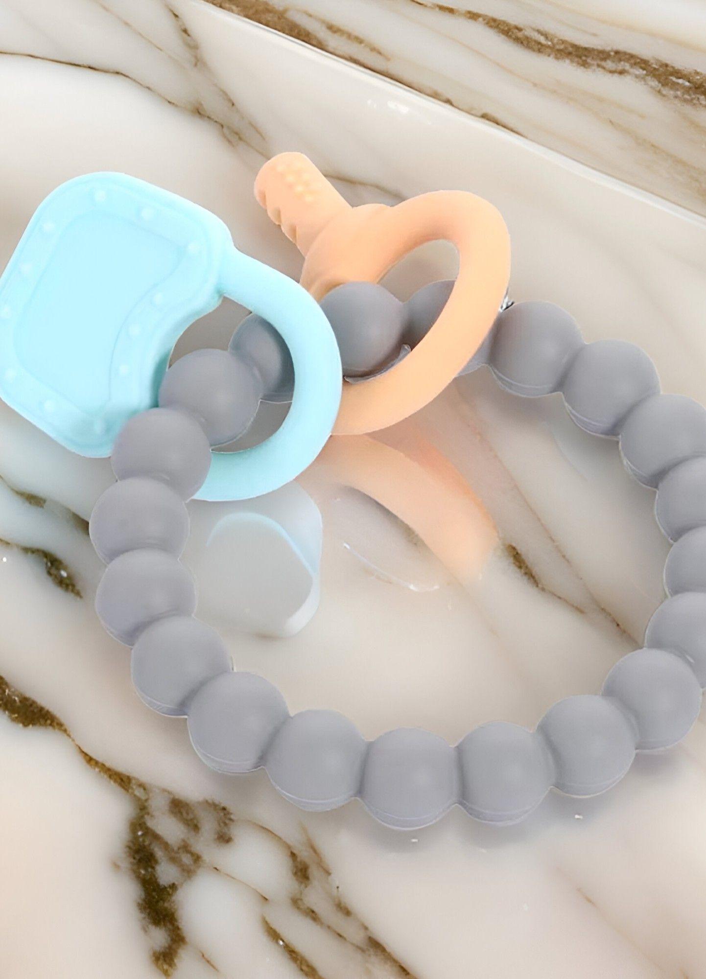 Set de 3 Mordedor Silicona Pulsera Bebé Alivio Encías Jhn-3