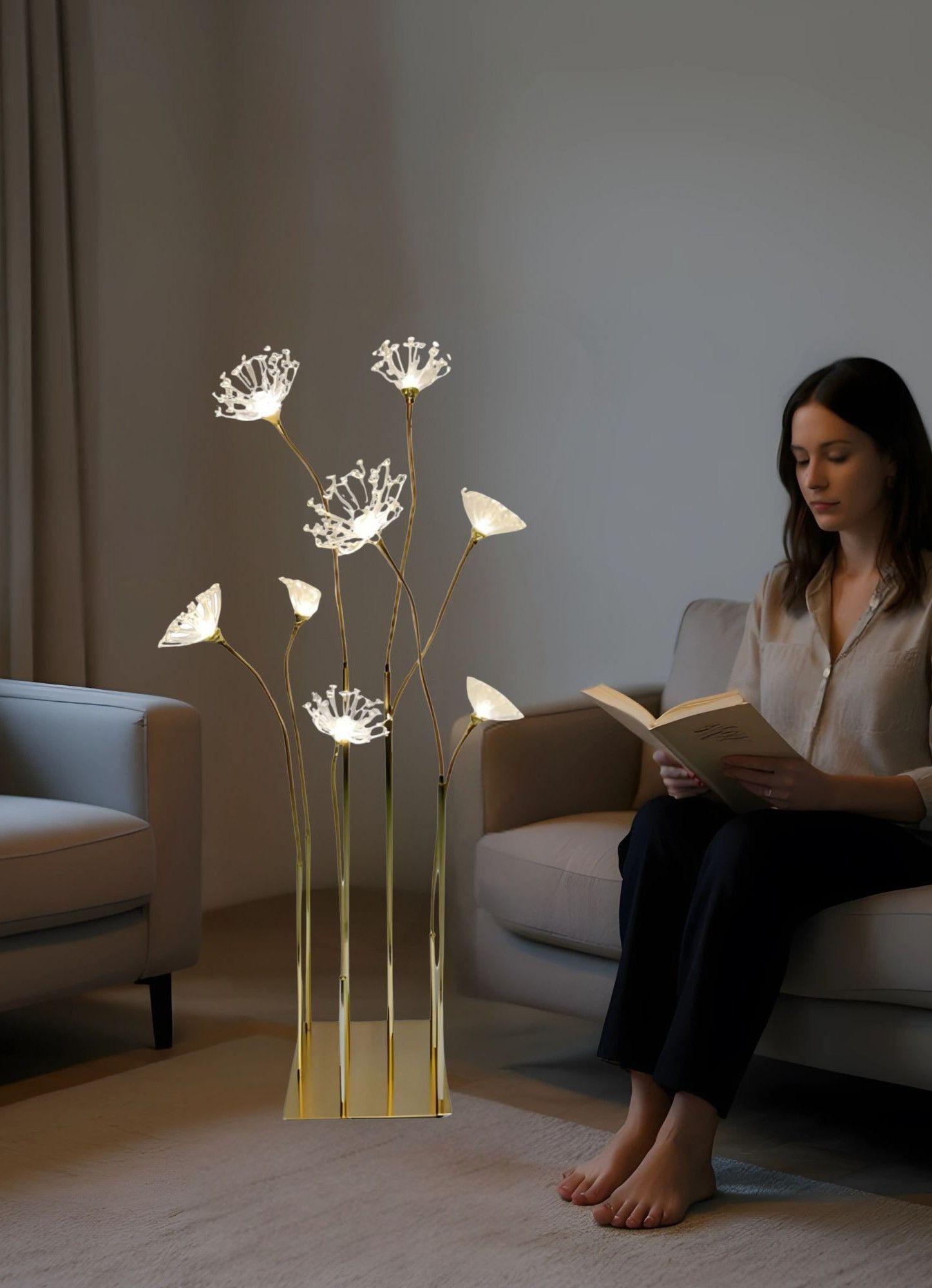 Lámpara Decorativa Pie Moderna Floral Iluminación Hogar Jhn-3