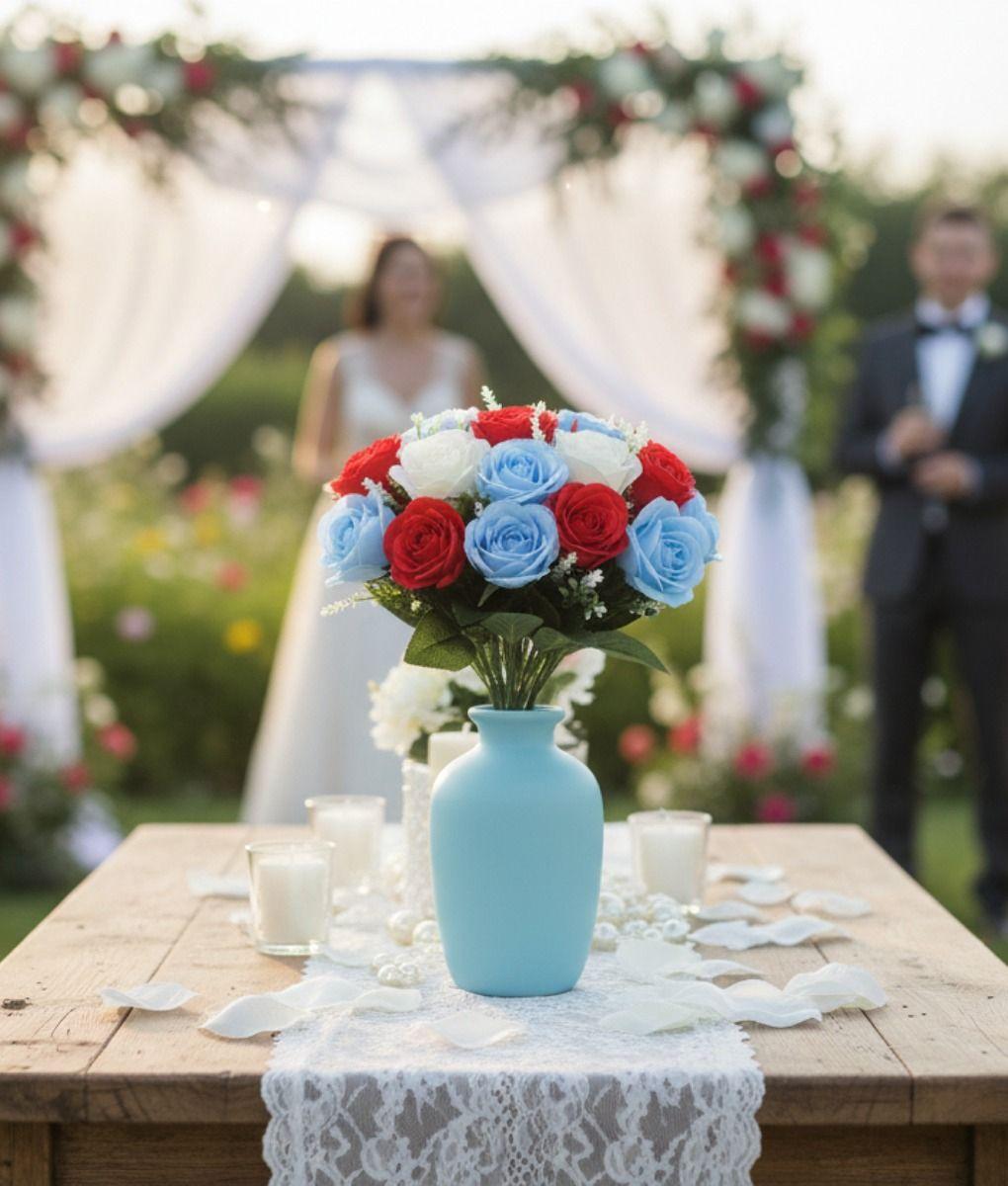 Flores Artificiales Ramo Rosas Novia Adorno Decoración Jhn-3