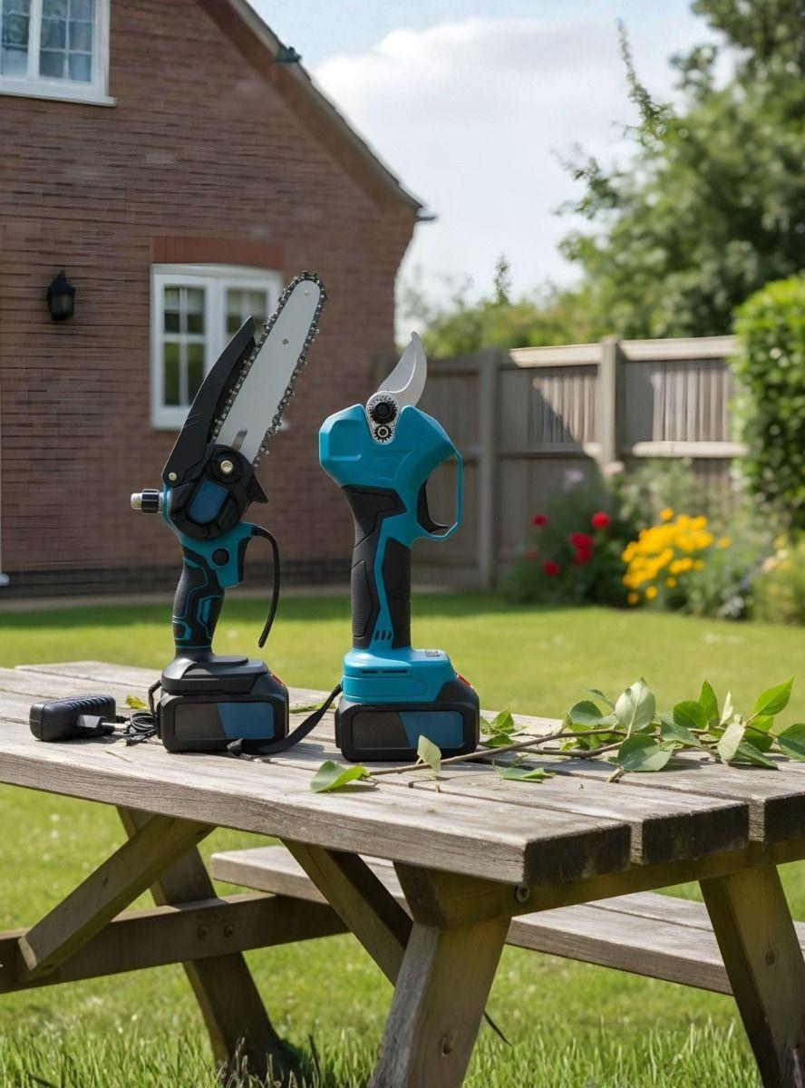 Kit Motosierra Tijera Podar Inalámbrica Portátil Jardín Jhn-5