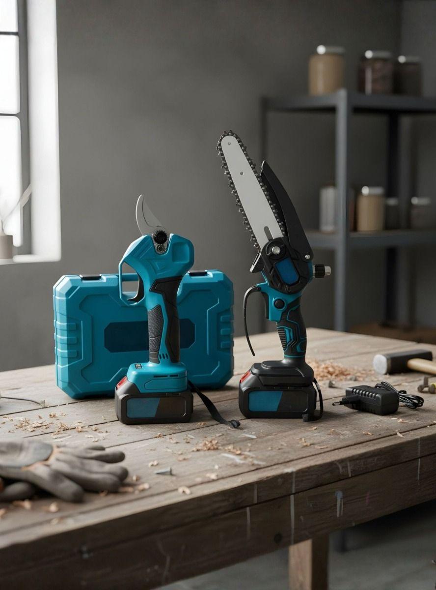 Kit Motosierra Tijera Podar Inalámbrica Portátil Jardín Jhn-6