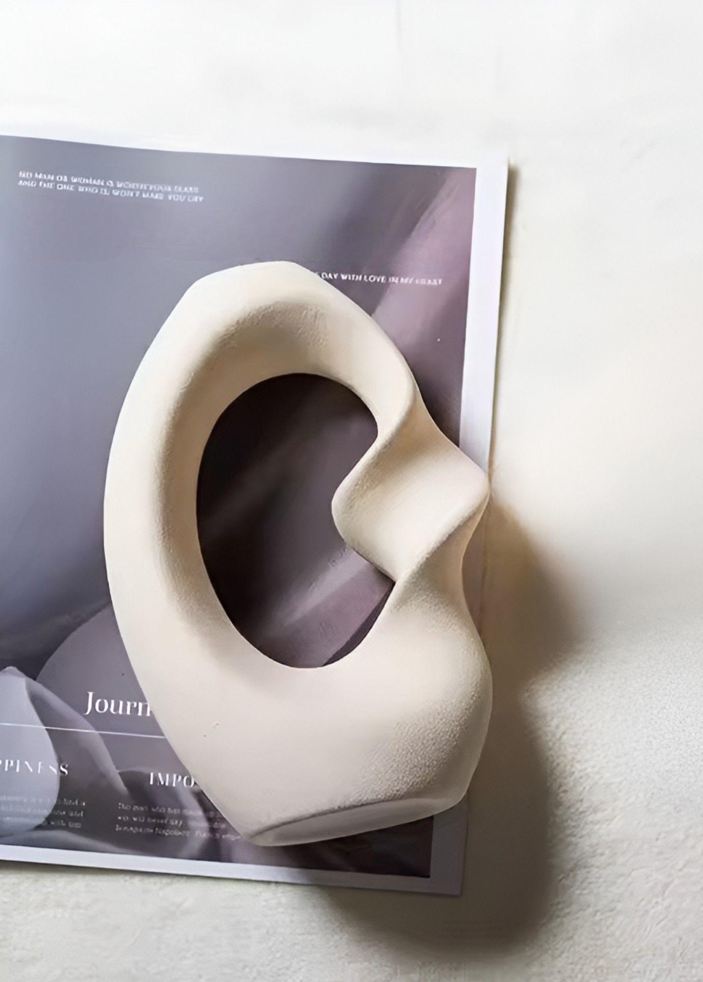 Jarrón Flores Moderno Cerámica Decoración Grande Blanco Jhn-4