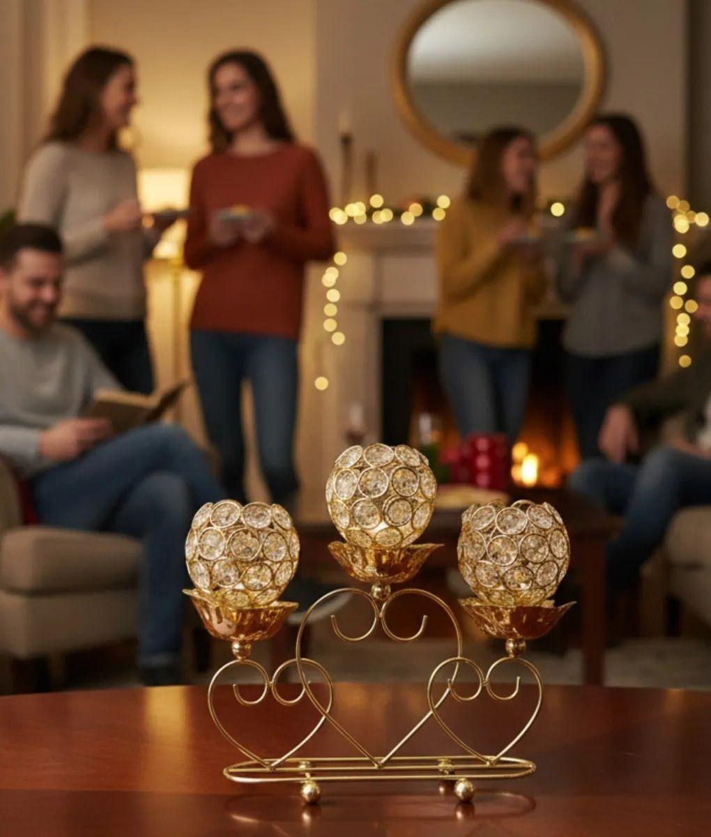 Portavela Triple Diseño Globos Adorno Base Corazón Jhn-2