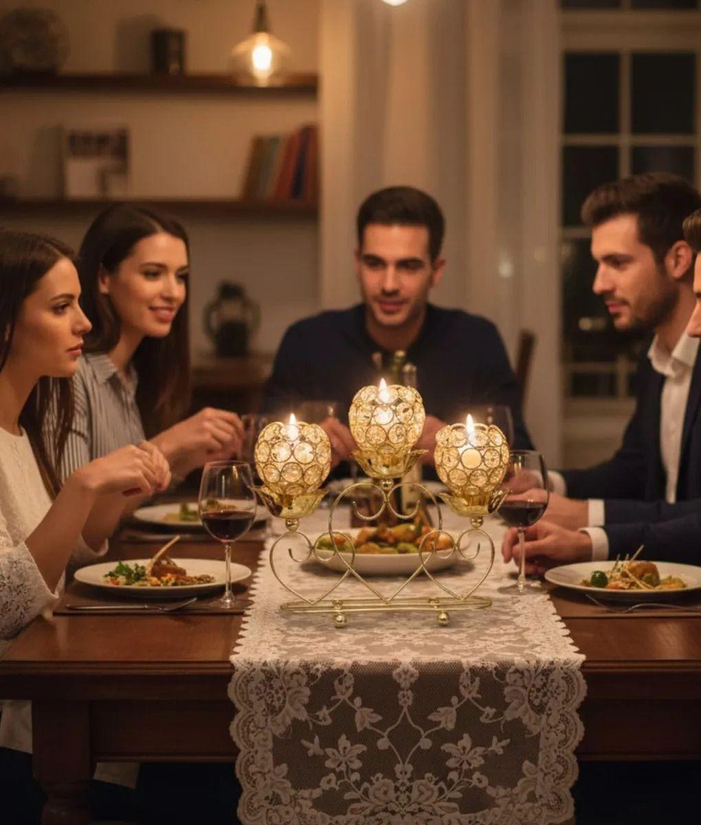 Portavela Triple Diseño Globos Adorno Base Corazón Jhn-4