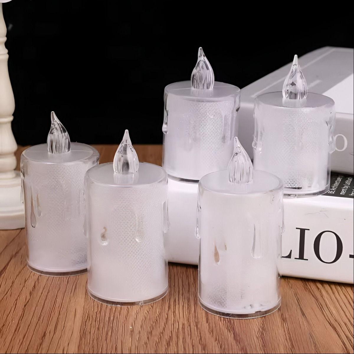 Set 9 Velas Decorativas LED Cristal Acrílico Sin Llama Jhn-5