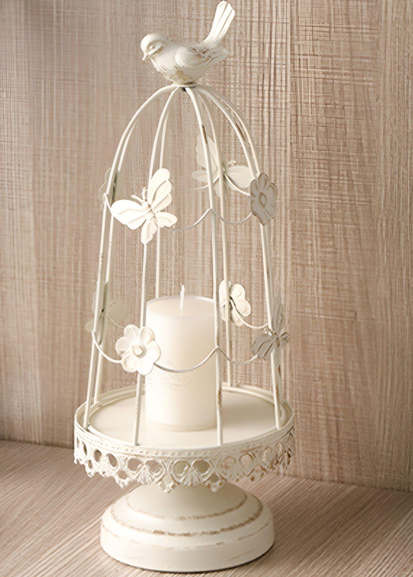 Portavelas Jaula Pájaros Multifunción Decorativo 38cm Jhn-3