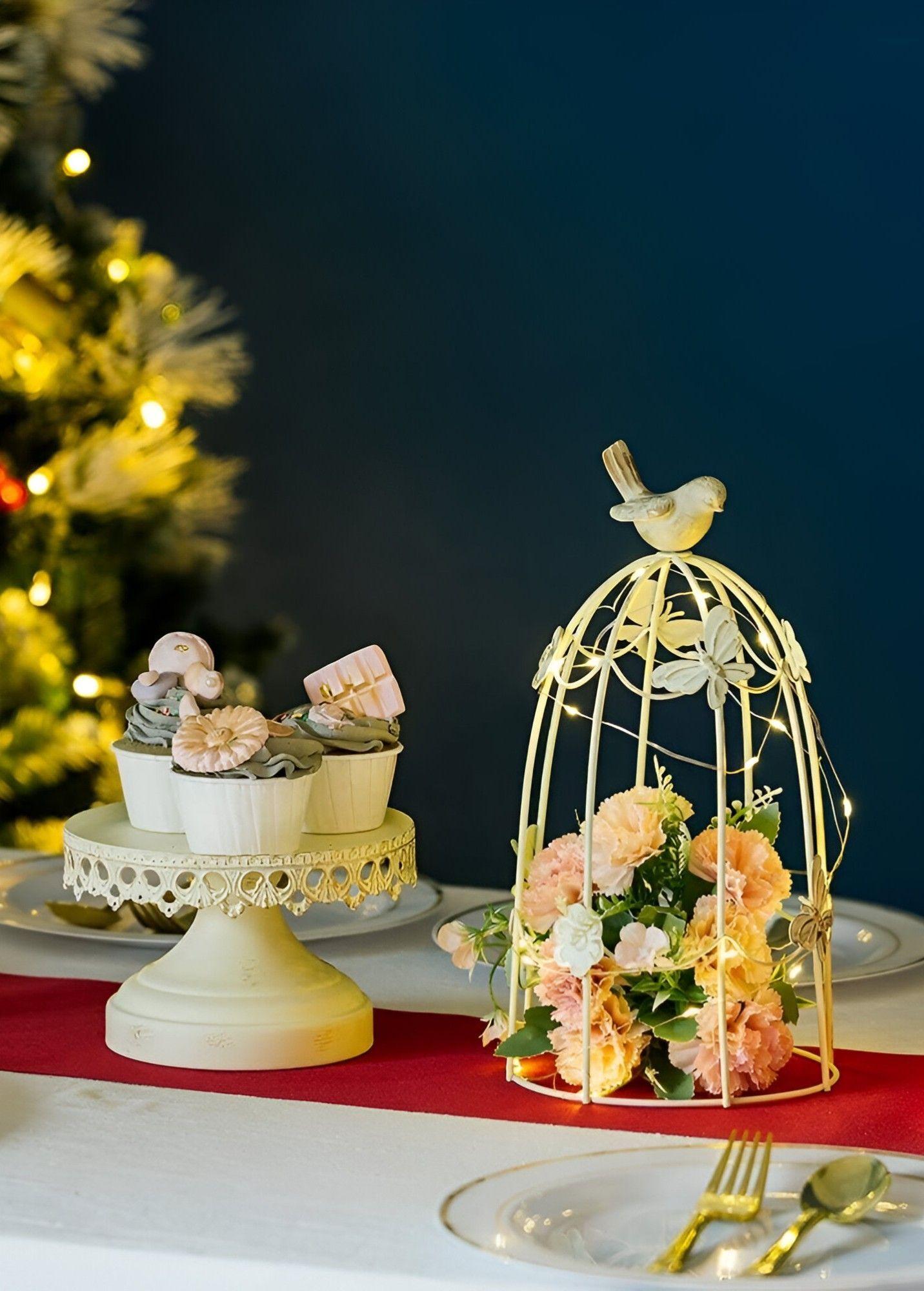 Portavelas Jaula Pájaros Multifunción Decorativo 38cm Jhn-4