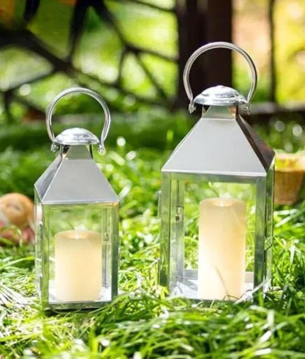 Set 2 Portavelas Farol Colgante Decorativo Rectangular Jhn-6