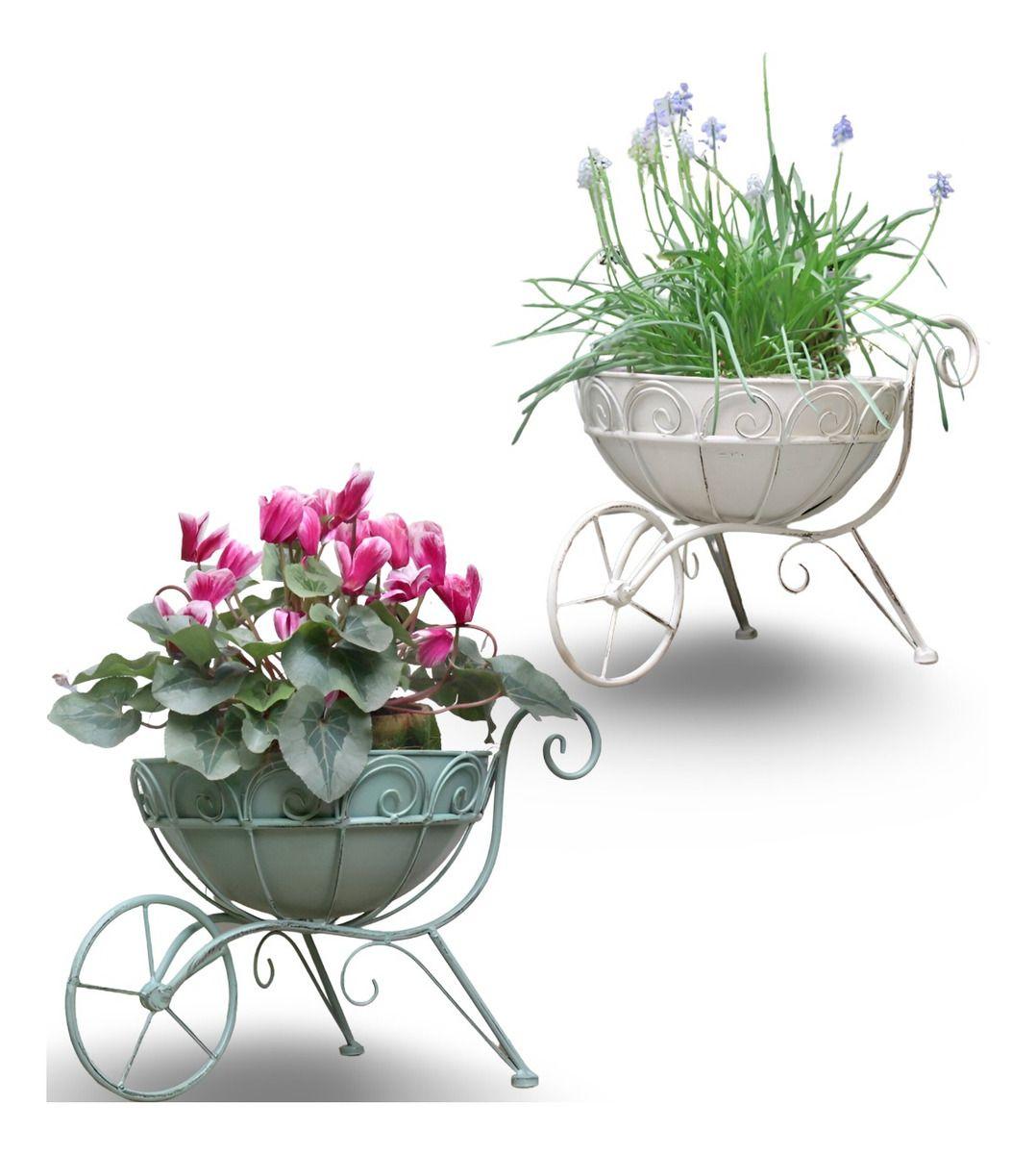 Soporte Macetas Ornamentado Plantas Carretilla Flores Jhn-1