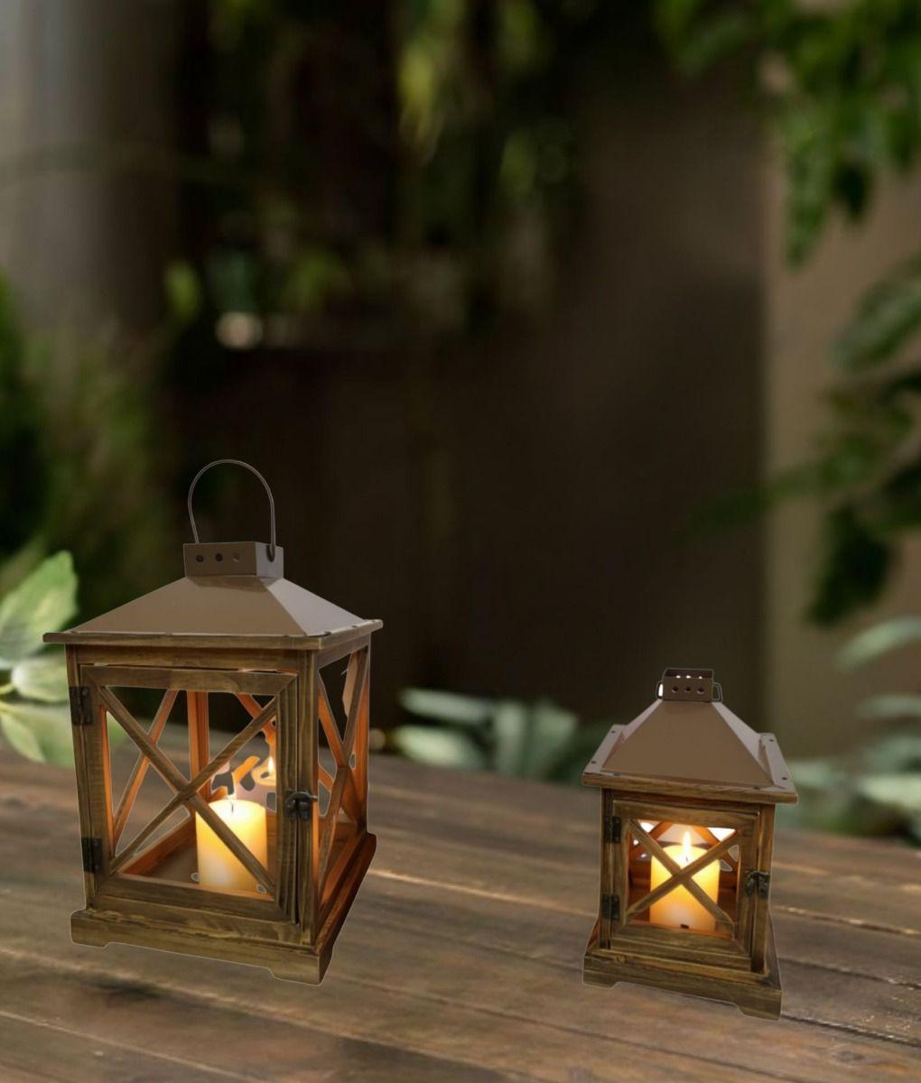 Set 2 Portavelas Decorativas Estilo Rústico Adorno Jhn-5