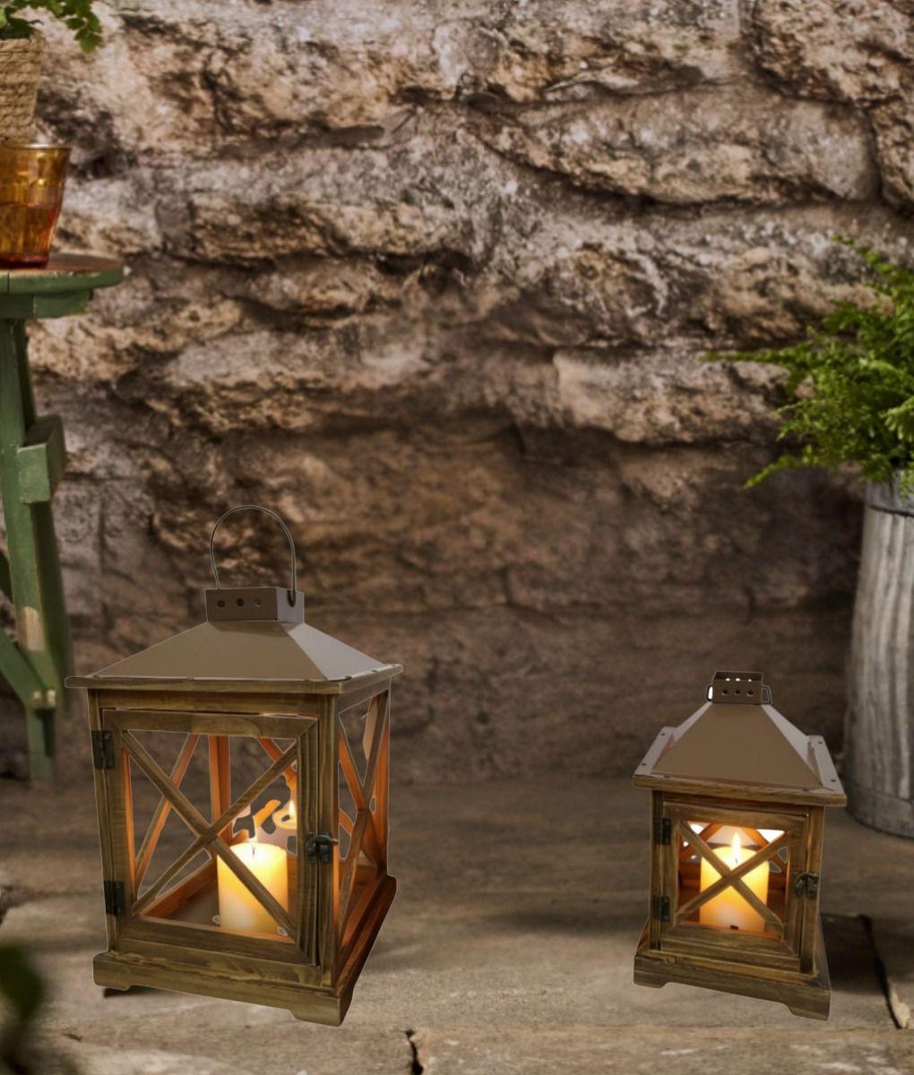 Set 2 Portavelas Decorativas Estilo Rústico Adorno Jhn-9