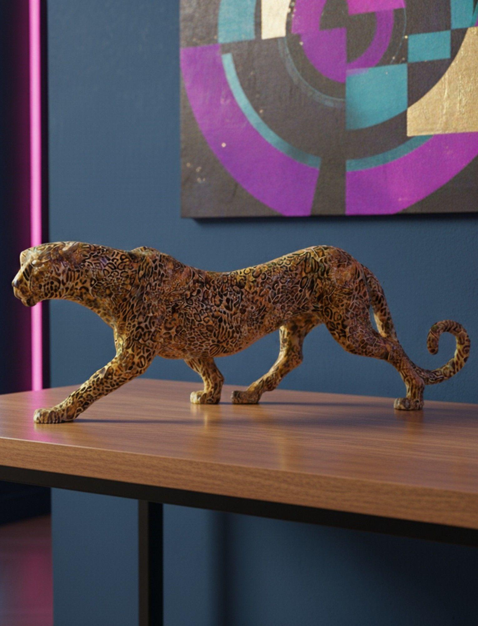 Estatura Decorativa Leopardo Escultura Adorno Hogar Jhn-6
