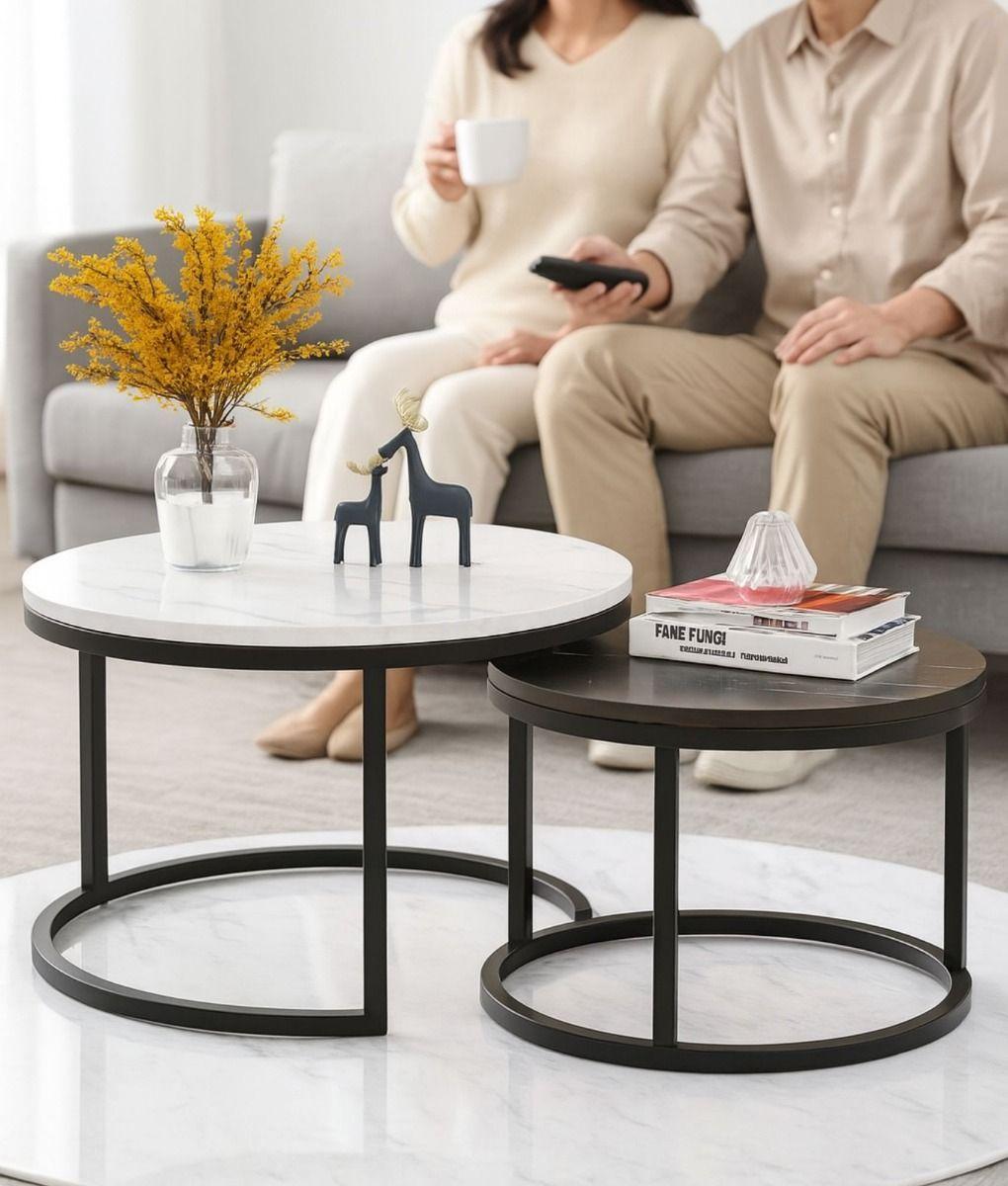 Set 2 Mesa Centro Decorativa Auxiliar Hogar Combinada Jhn-2