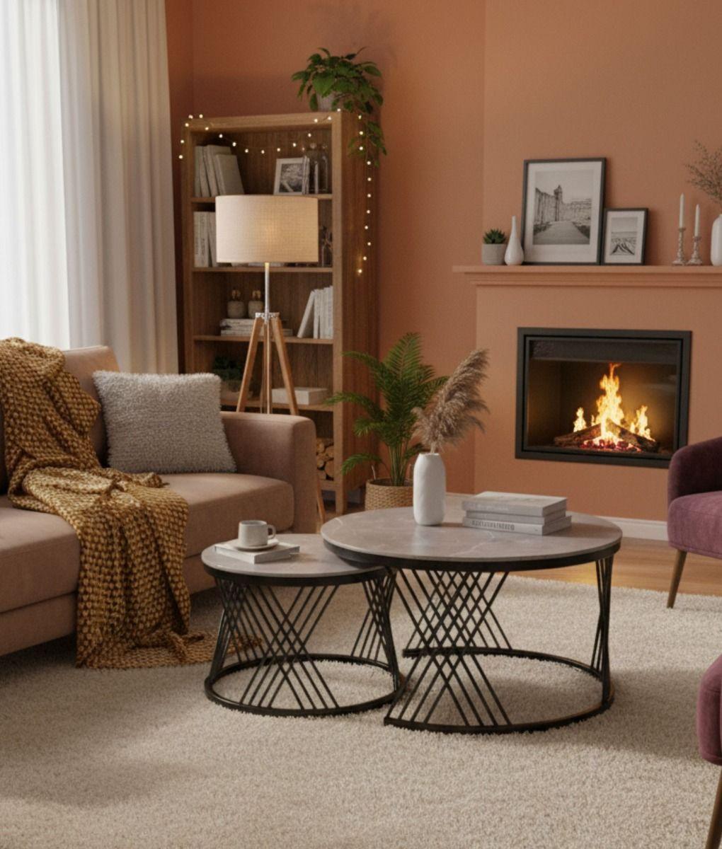 Set 2 Mesa Centro Auxiliar Combinada Decorativa Hogar Jhn-9