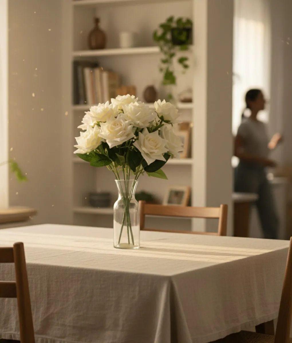 Set 2 Ramo Floral Artificial Rosas Decorativas Adorno Jhn-6