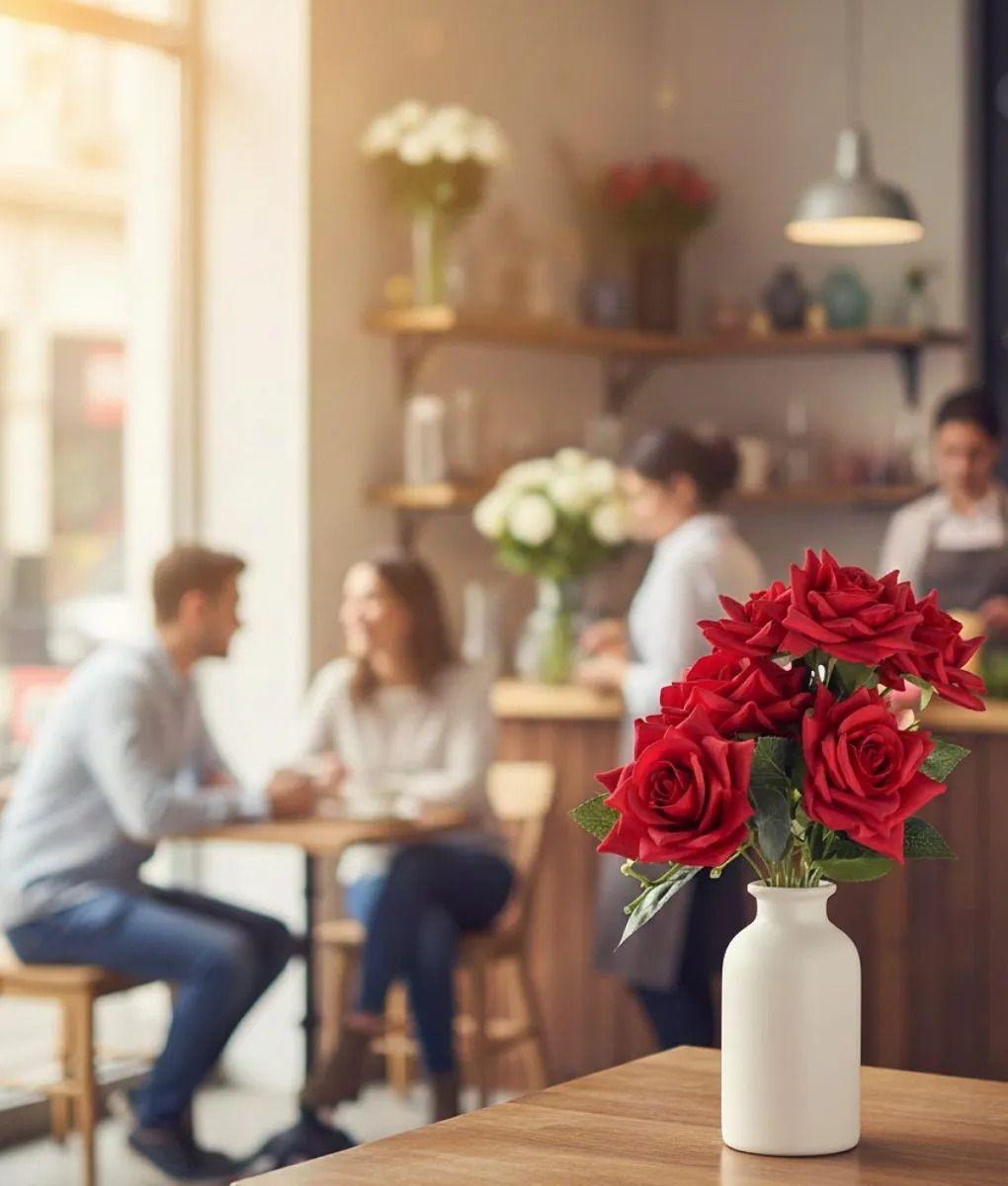 Set 2 Ramo Floral Artificial Rosas Decorativas Adorno Jhn-7