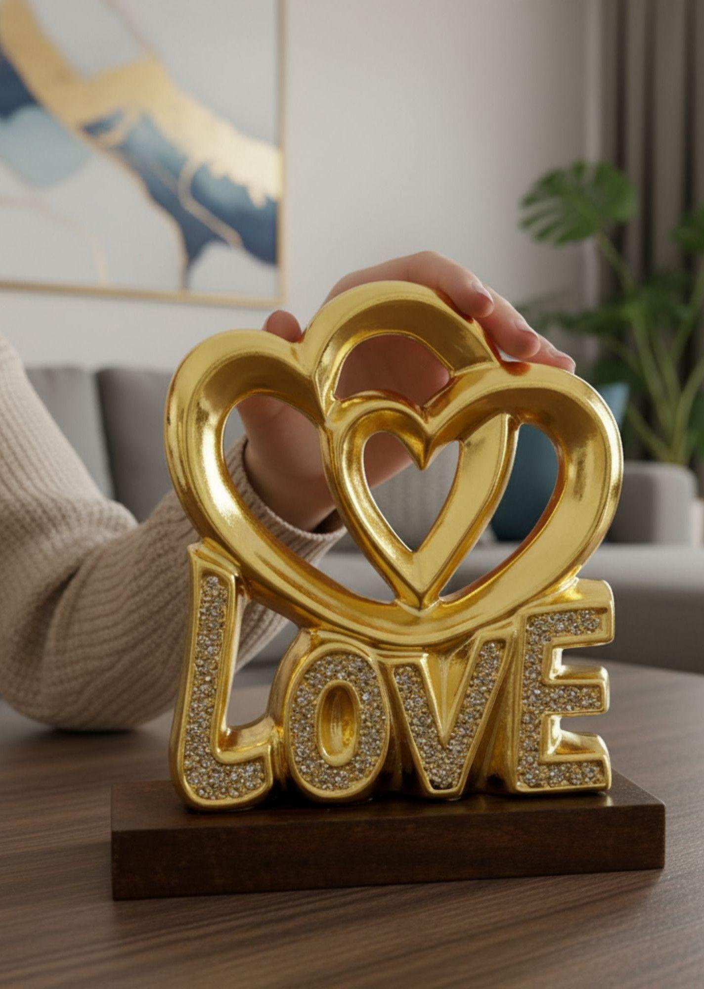 Figura Decorativa Adorno Corazones Love Estatua Jhn-1