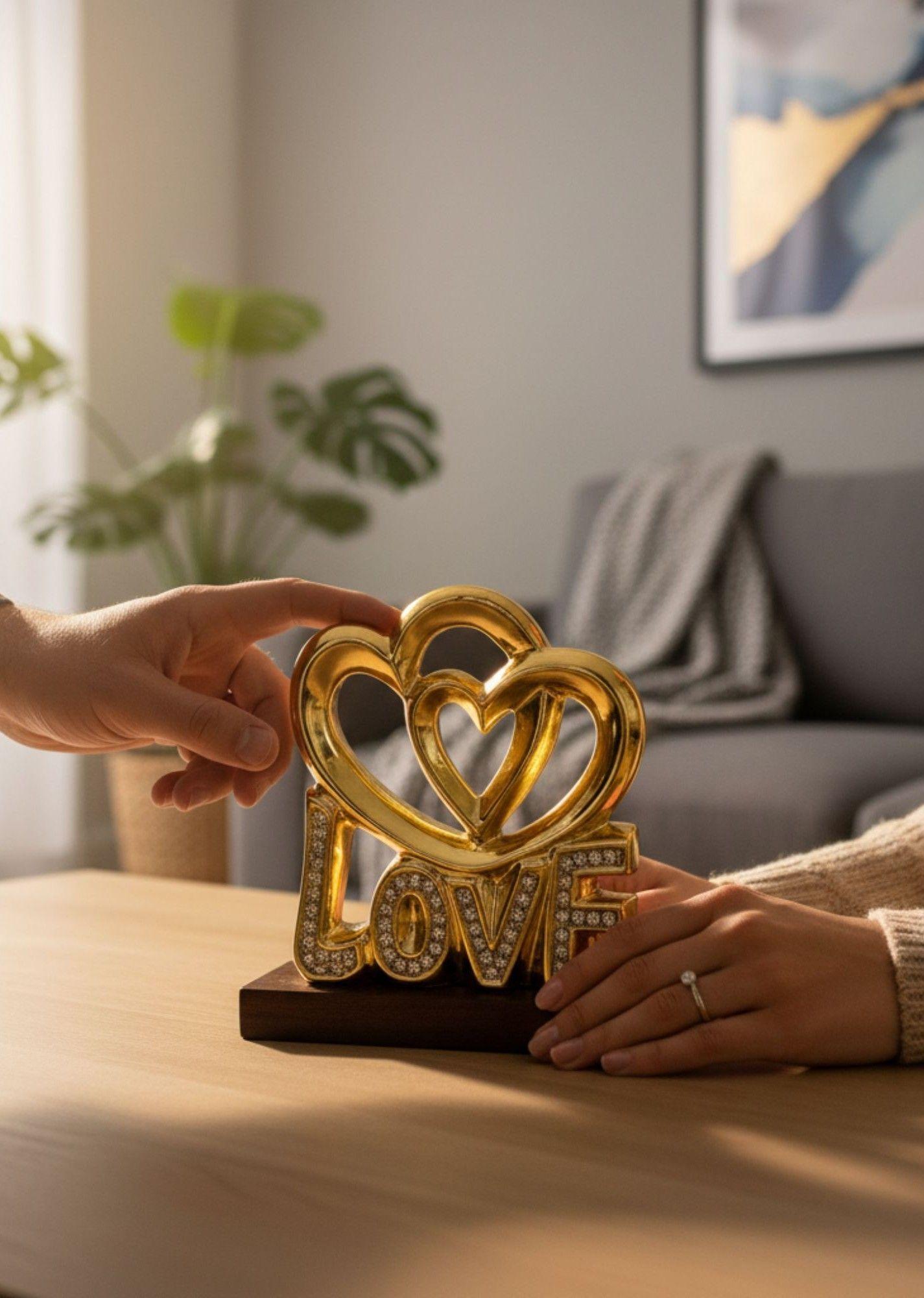 Figura Decorativa Adorno Corazones Love Estatua Jhn-3