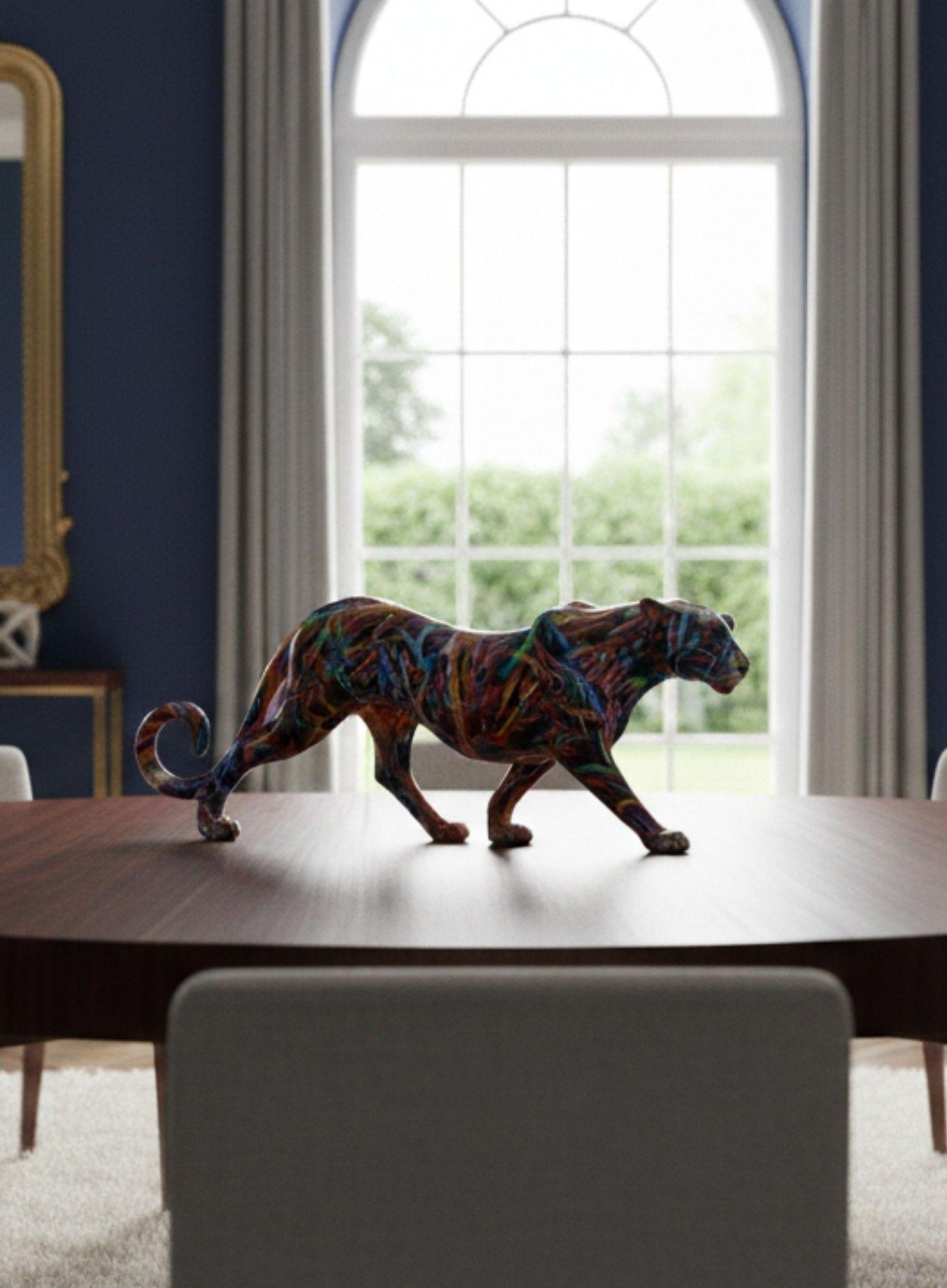 Estatura Decorativa Pantera Graffiti Escultura Urbana Jhn-5