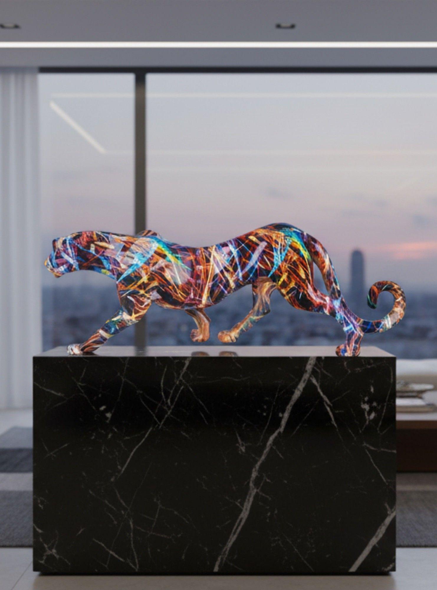 Estatura Decorativa Pantera Graffiti Escultura Urbana Jhn-7