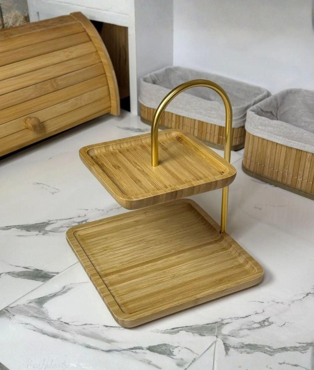 Bandeja Decorativa Elevada Cuadrada Doble Nivel Jhn-7