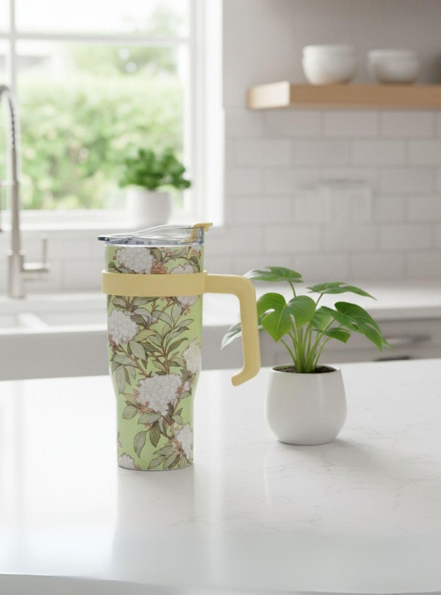 Vaso Botella Deportiva Floral Asa Funcional Ergonómico Jhn-3