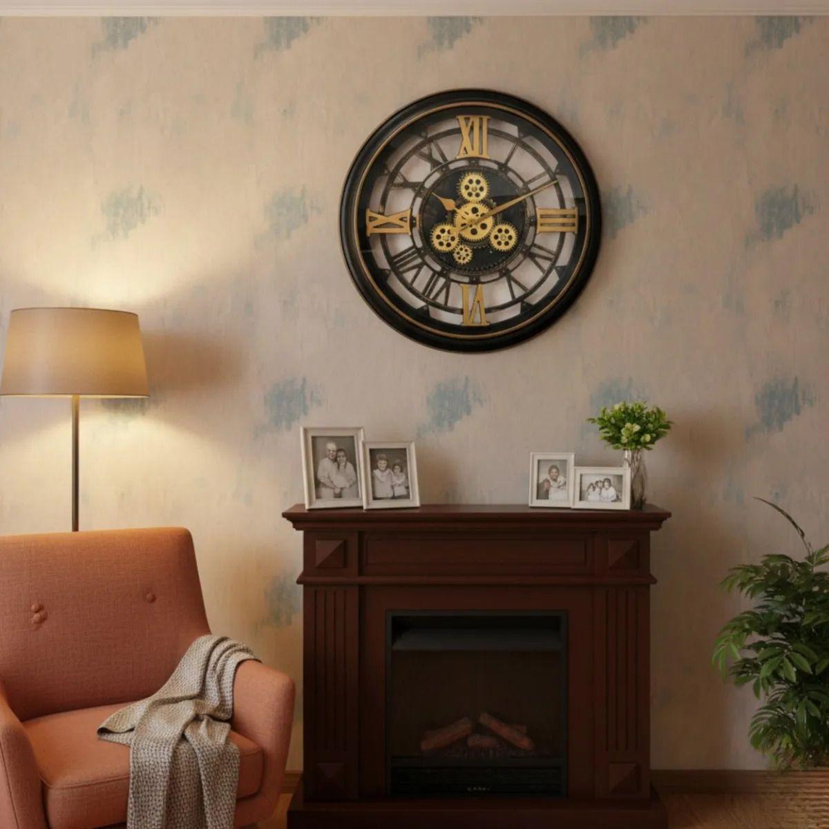 Reloj Pared Industrial Engranajes Visibles Estilo Vintage AJ-8