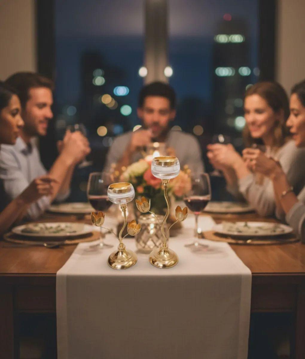 Portavela Estilo Tulipán Decoración Elegante Mesa Jhn-2