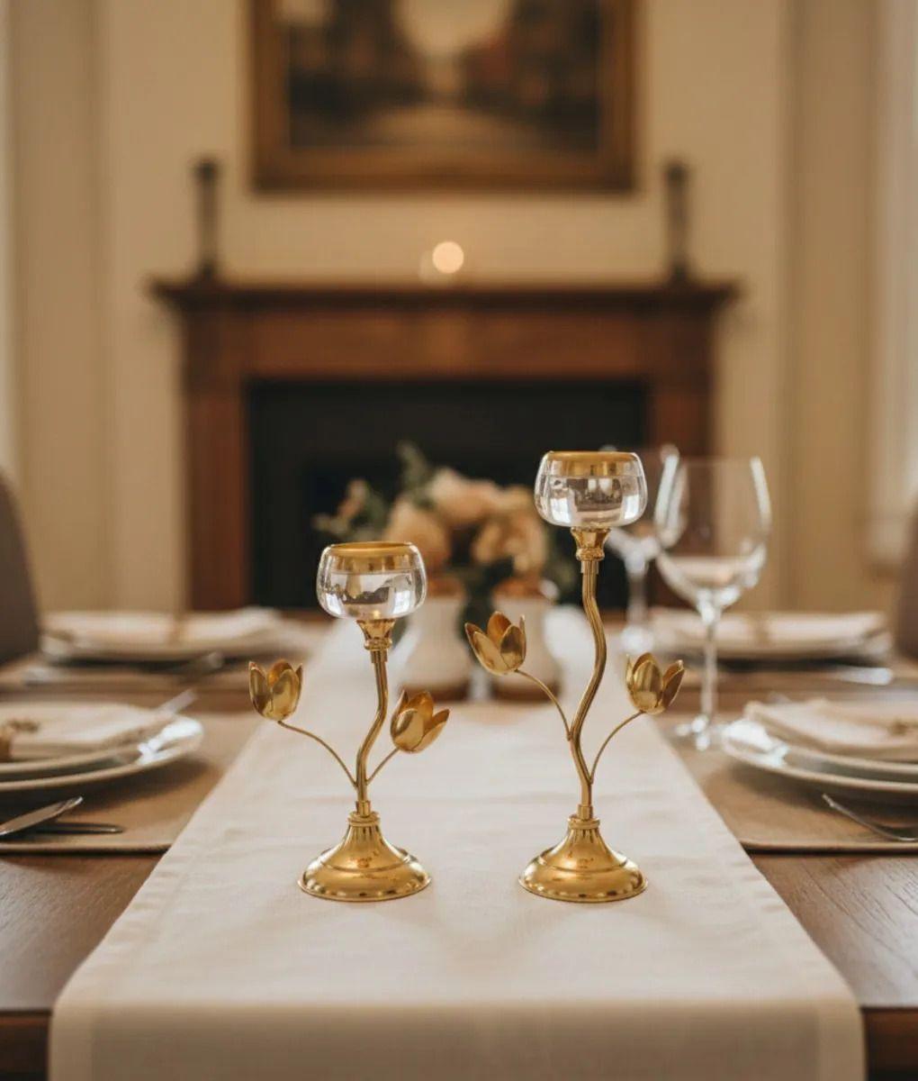 Portavela Estilo Tulipán Decoración Elegante Mesa Jhn-8