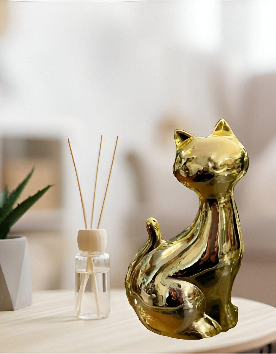 Set de 2 Estatuas Gatos Adorno Minimalista Decoración Jhn-5