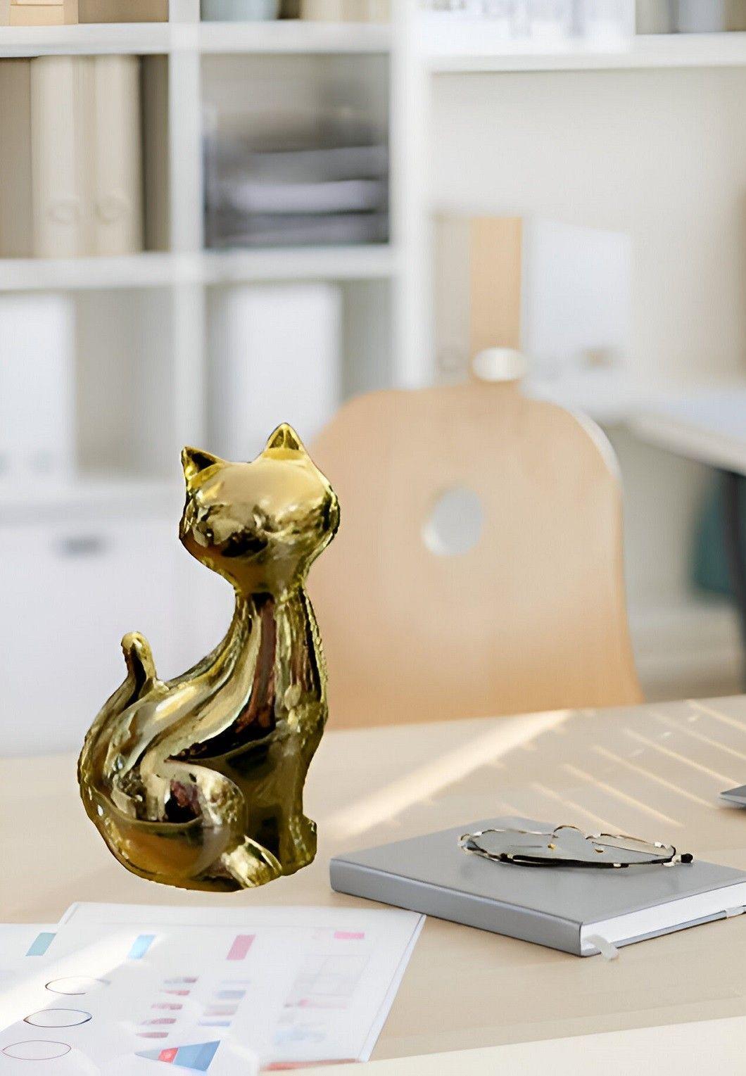 Set de 2 Estatuas Gatos Adorno Minimalista Decoración Jhn-7