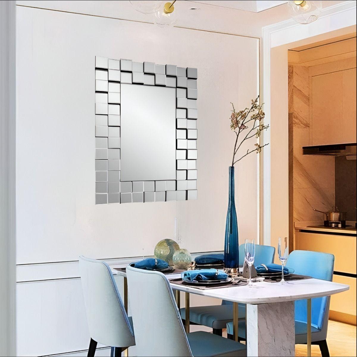 Espejo Pared Grande Decoración Elegante 3D Rectangular Jhn-3