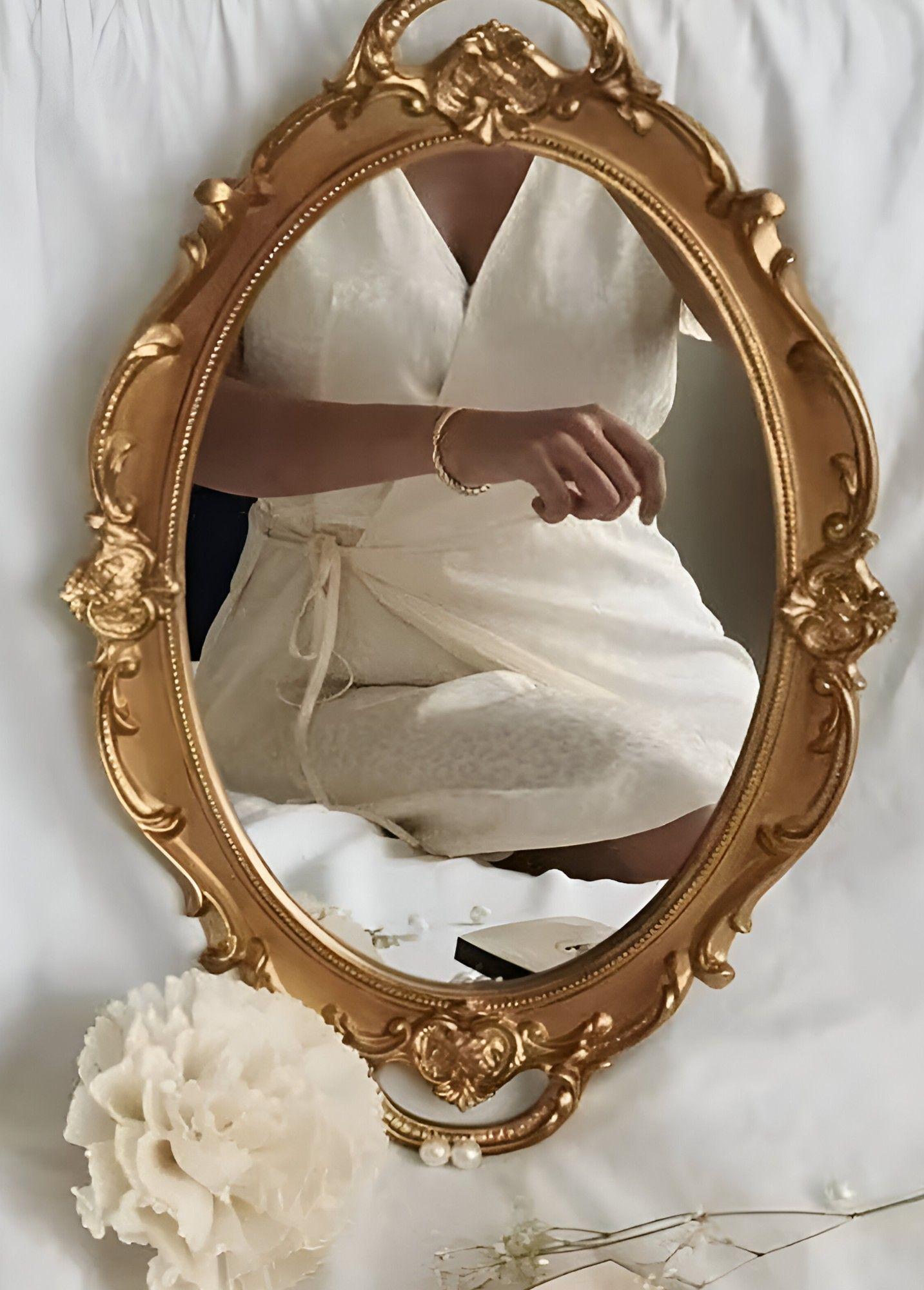 Set 2 Bandeja Espejo Dorada Decorativa Organizador Jhn-3