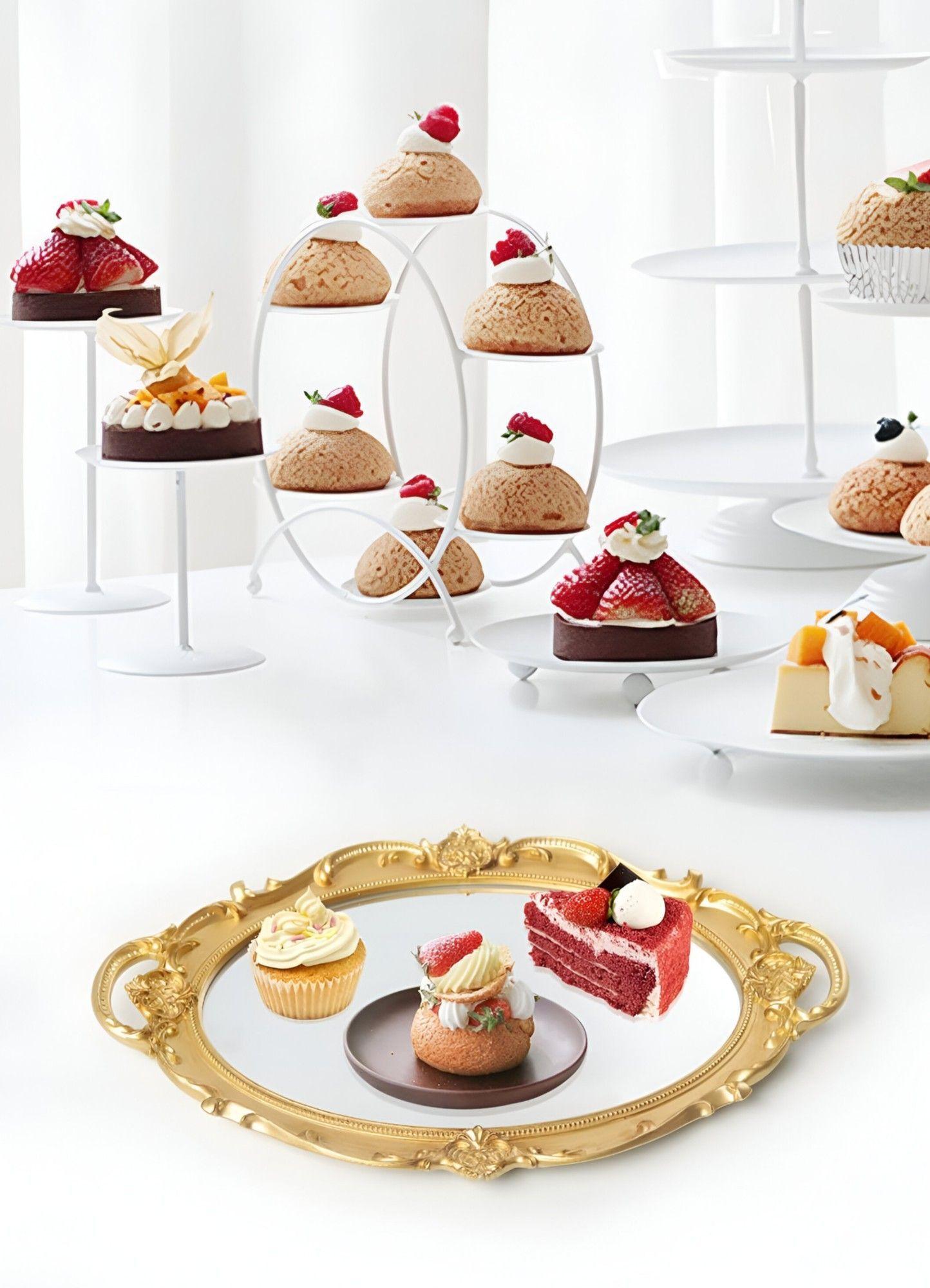 Set 2 Bandeja Espejo Dorada Decorativa Organizador Jhn-7