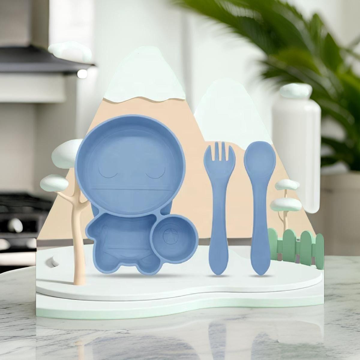 Set 2 Platos Silicona Antideslizante Niño Comida Lau-3