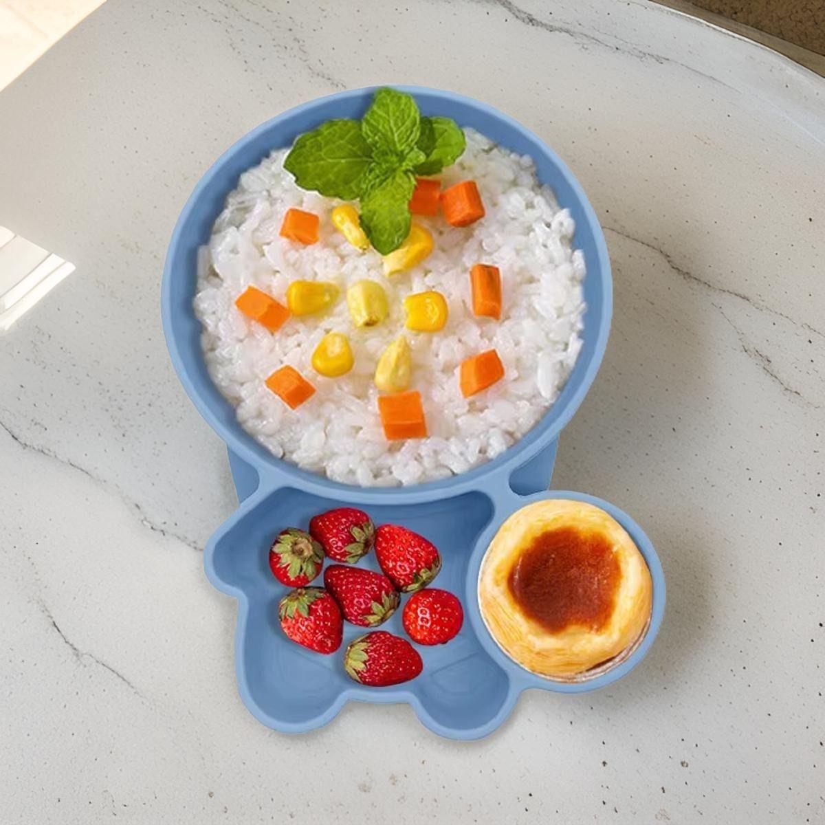 Set 2 Platos Silicona Antideslizante Niño Comida Lau-4