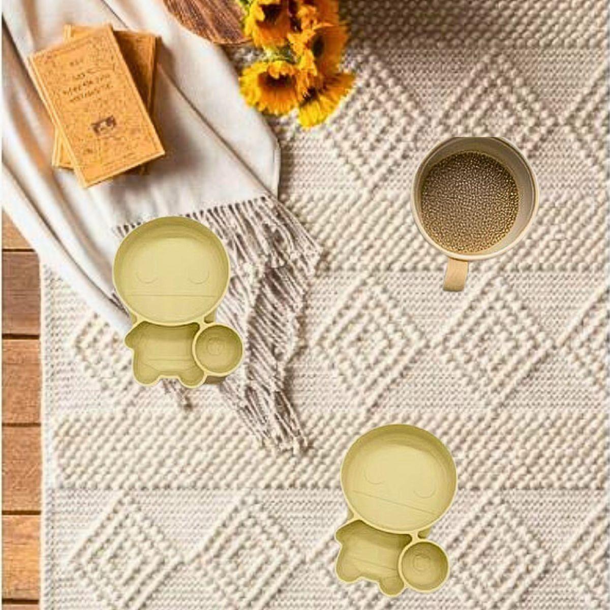 Set 2 Platos Silicona Antideslizante Niño Comida Lau-5