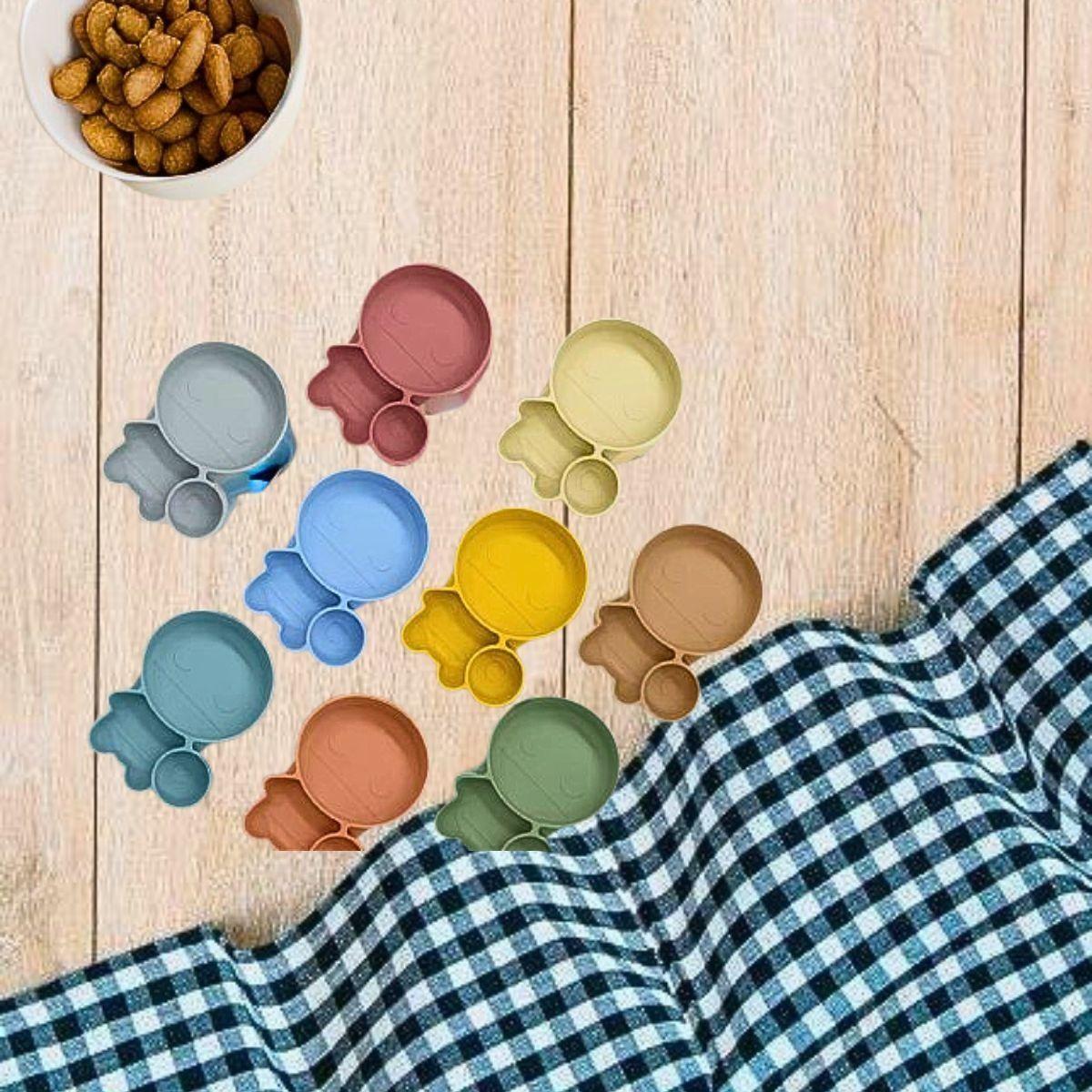 Set 2 Platos Silicona Antideslizante Niño Comida Lau-7