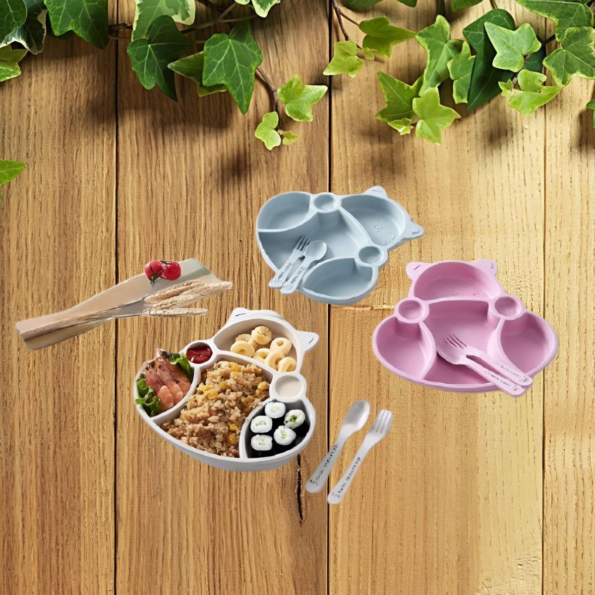 Set 3 Platos Silicona Forma Gato Entrenamiento Niños Lau-7