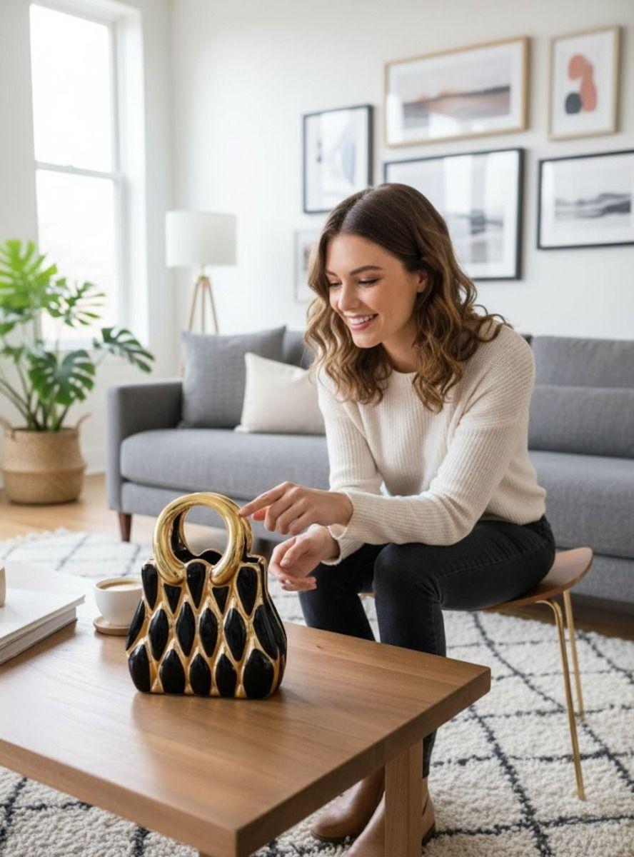 Figura Decorativo Adorno Mesa Diseño Moda Bolso Arte Jhn-2