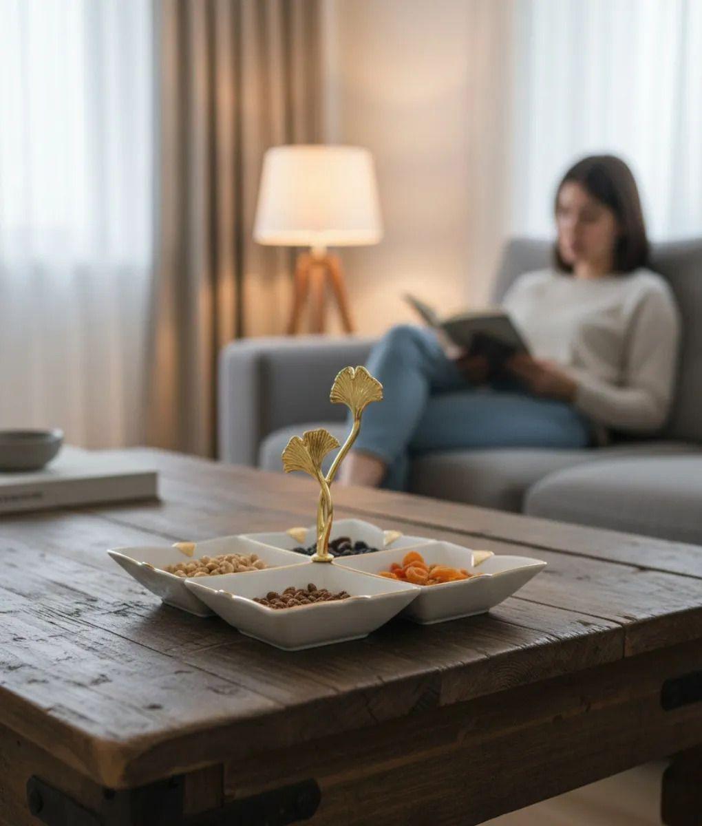 Bandeja Decorativa Servicio Seccionada Mango Botánico Jhn-6