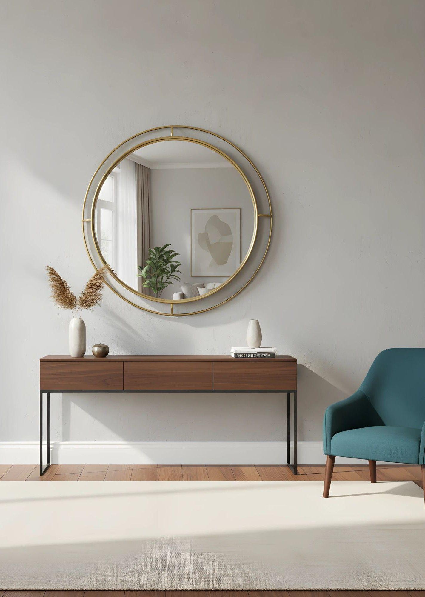 Espejo Pared Moderno Decorativo Marco Redondo Hogar Jhn-7