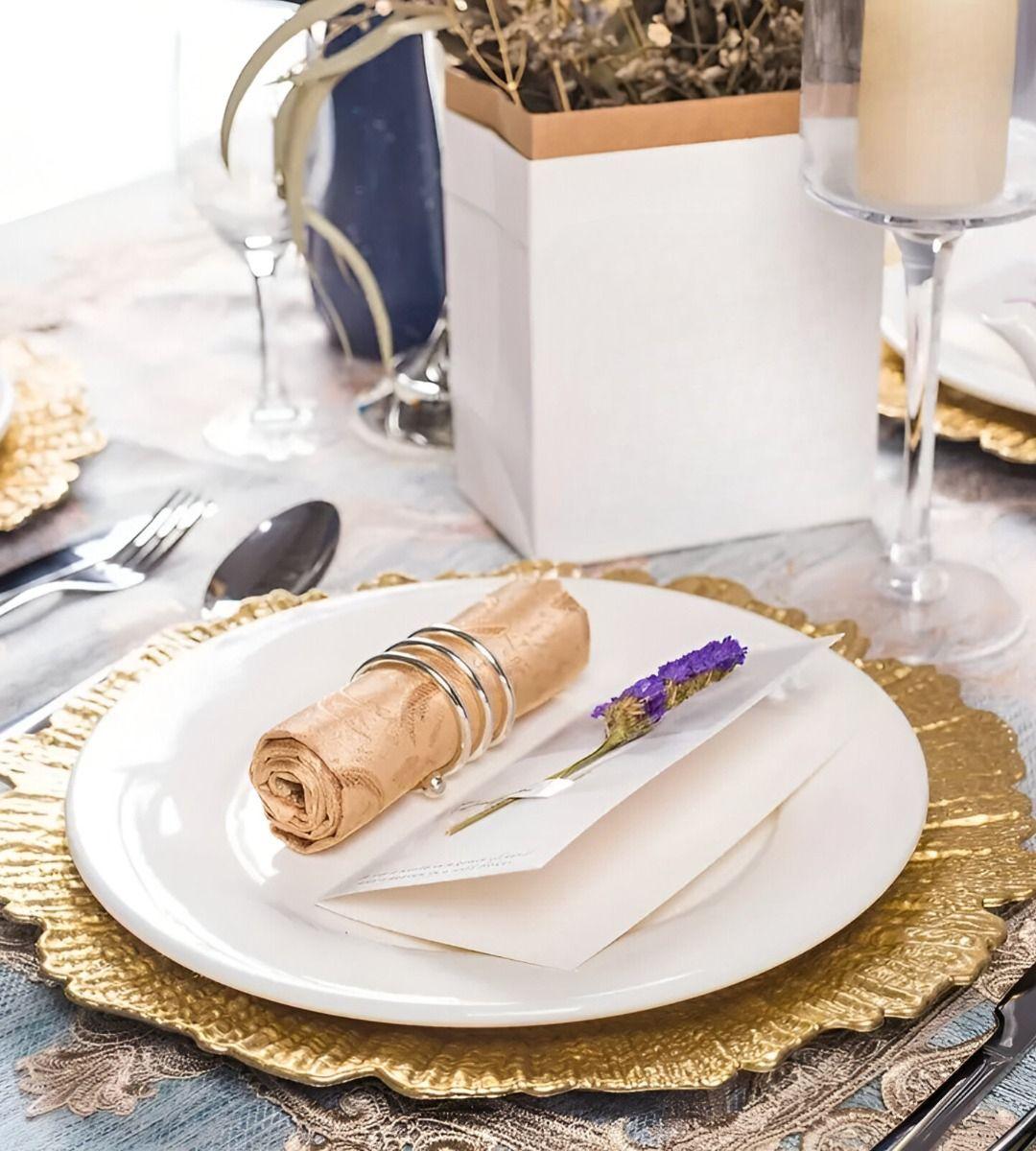 Set 3 Plato Redondo Dorado Arrecife Mesa Decorativo Jhn-5