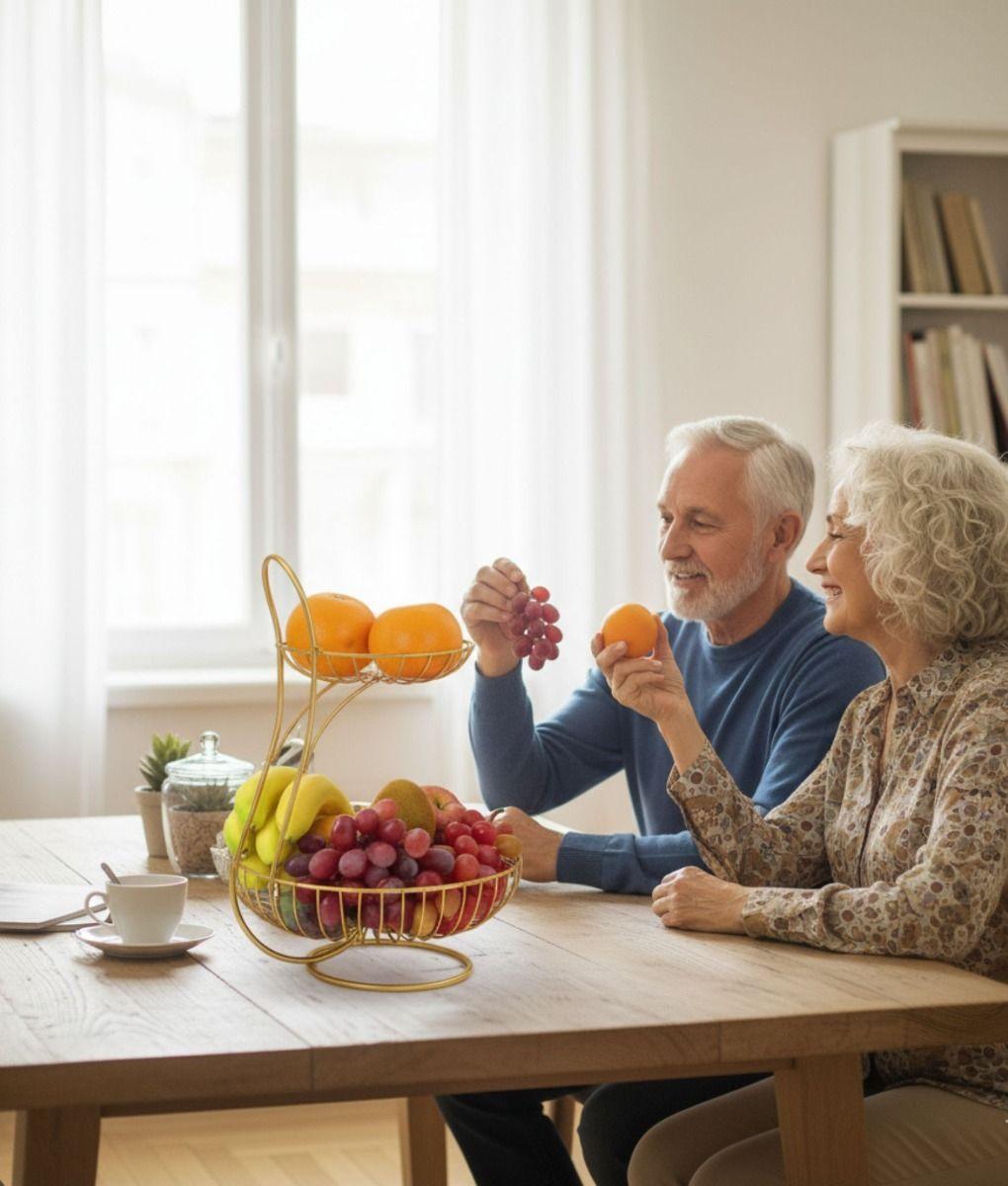 Frutero Decorativo Cesto Frutas Dos Niveles Mostrador Jhn-4