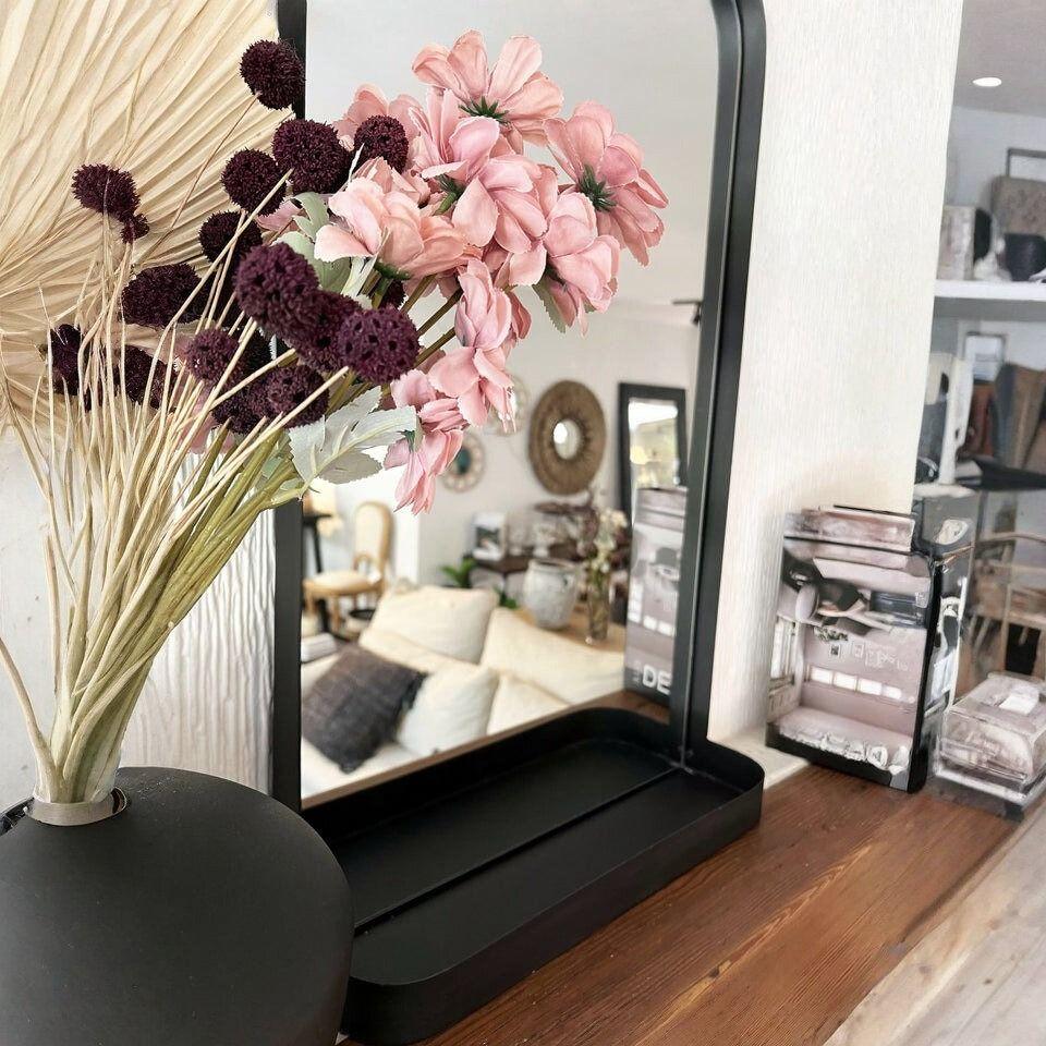 Espejo Pared Rectangular Estante Marco Redondeado Jhn-1