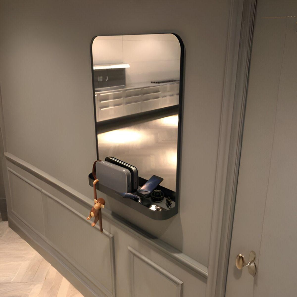 Espejo Pared Rectangular Estante Marco Redondeado Jhn-2