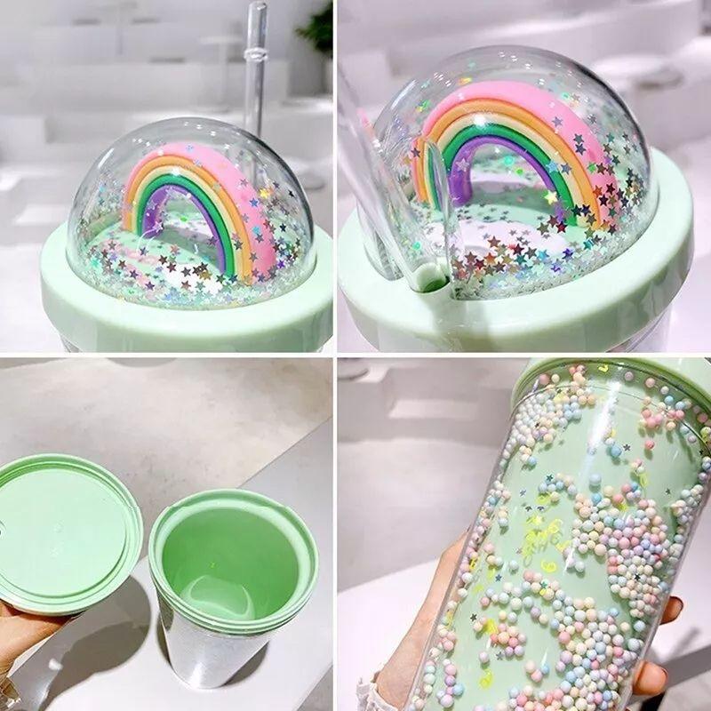 Vaso Moderno Personalidad Arcoíris Creativa Popote Rondon-7