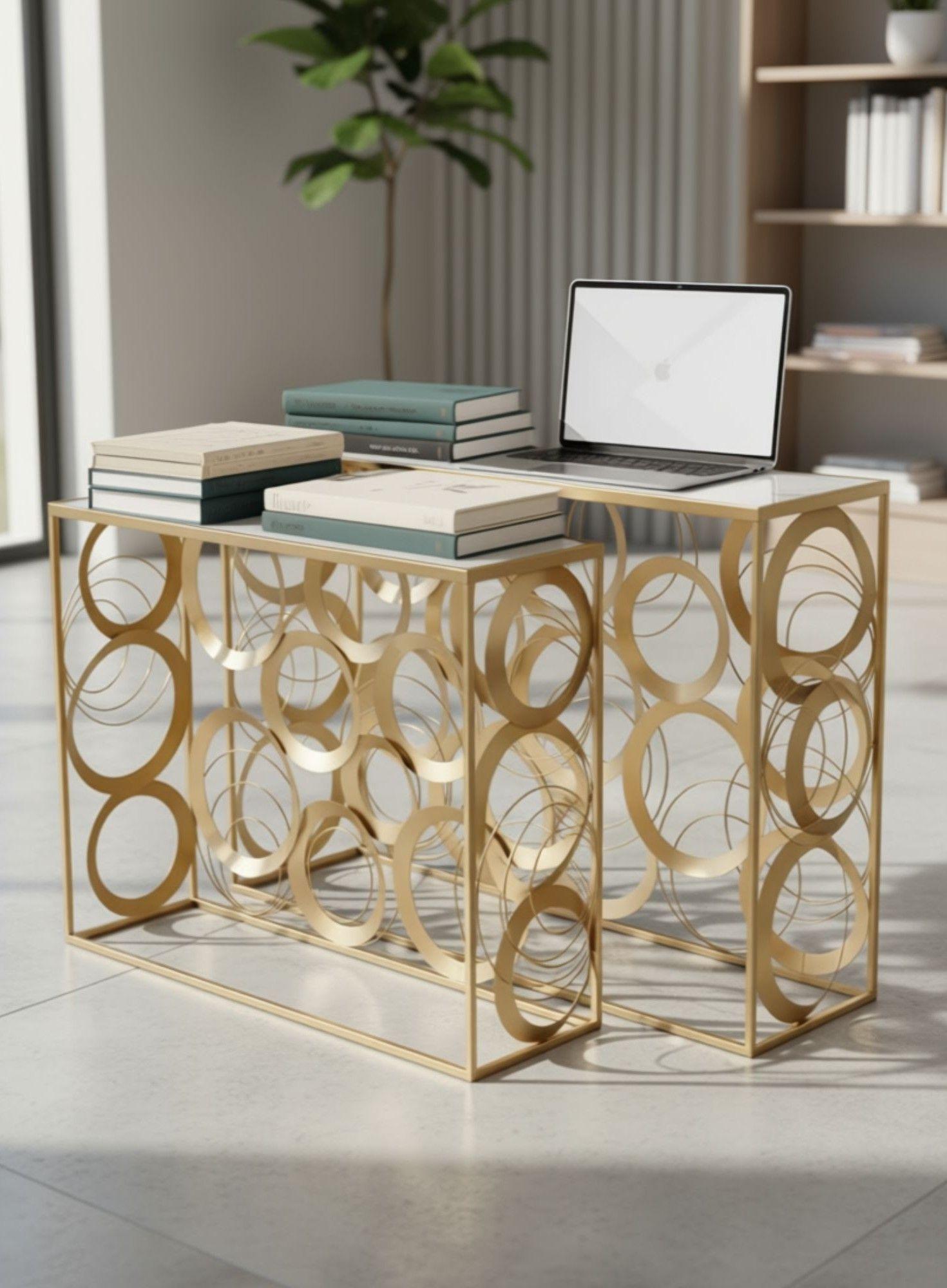 Set 2 Mesa Centro Decorativa Auxiliar Adorno Moderno Jhn-4