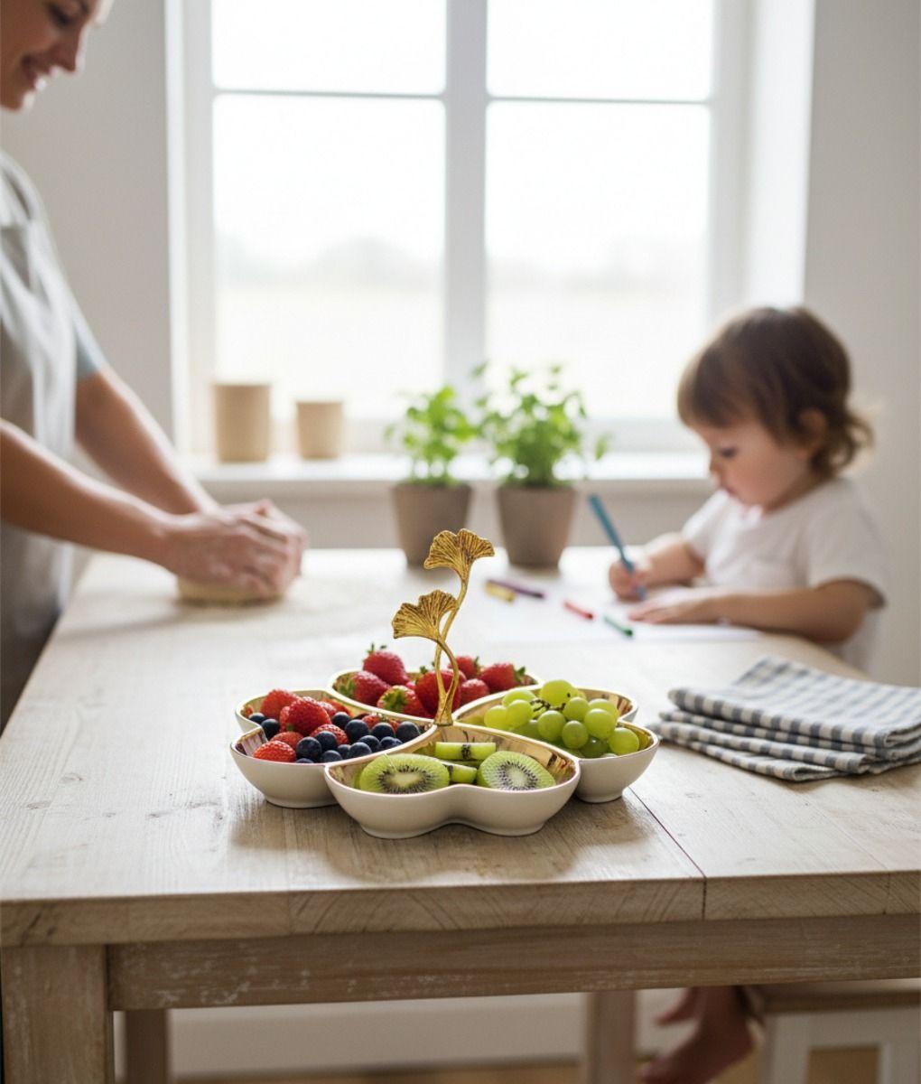 Bandeja Decorativa Trébol Elegante Ginkgo Centro Mesa Jhn-4